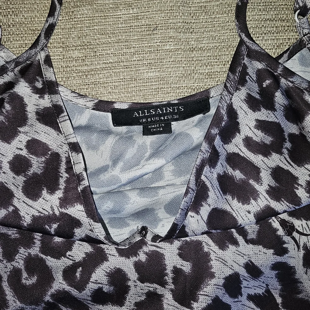 All Saints Animal Print Midi Dress- Black and Gray - Picture 6 of 6